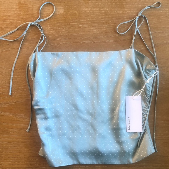 NWT REFORMATION Lucrezia Silk Top, Polka Dot - Picture 4 of 5